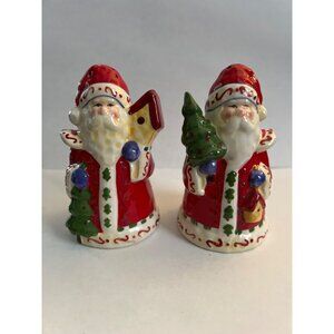 Vintage Ceramic Santa Claus Salt & Pepper Shakers Hand-Painted Red/White E2